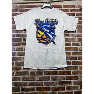 VTG Blue Angels Shirt Men Large White Tultex Top Gun Jet Wings Airforce 90s